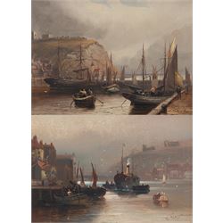 Walter Linsley Meegan (British c1860-1944): Scarborough and Whitby Harbour, pair oils on canvas signed 24cm x 34cm (2)