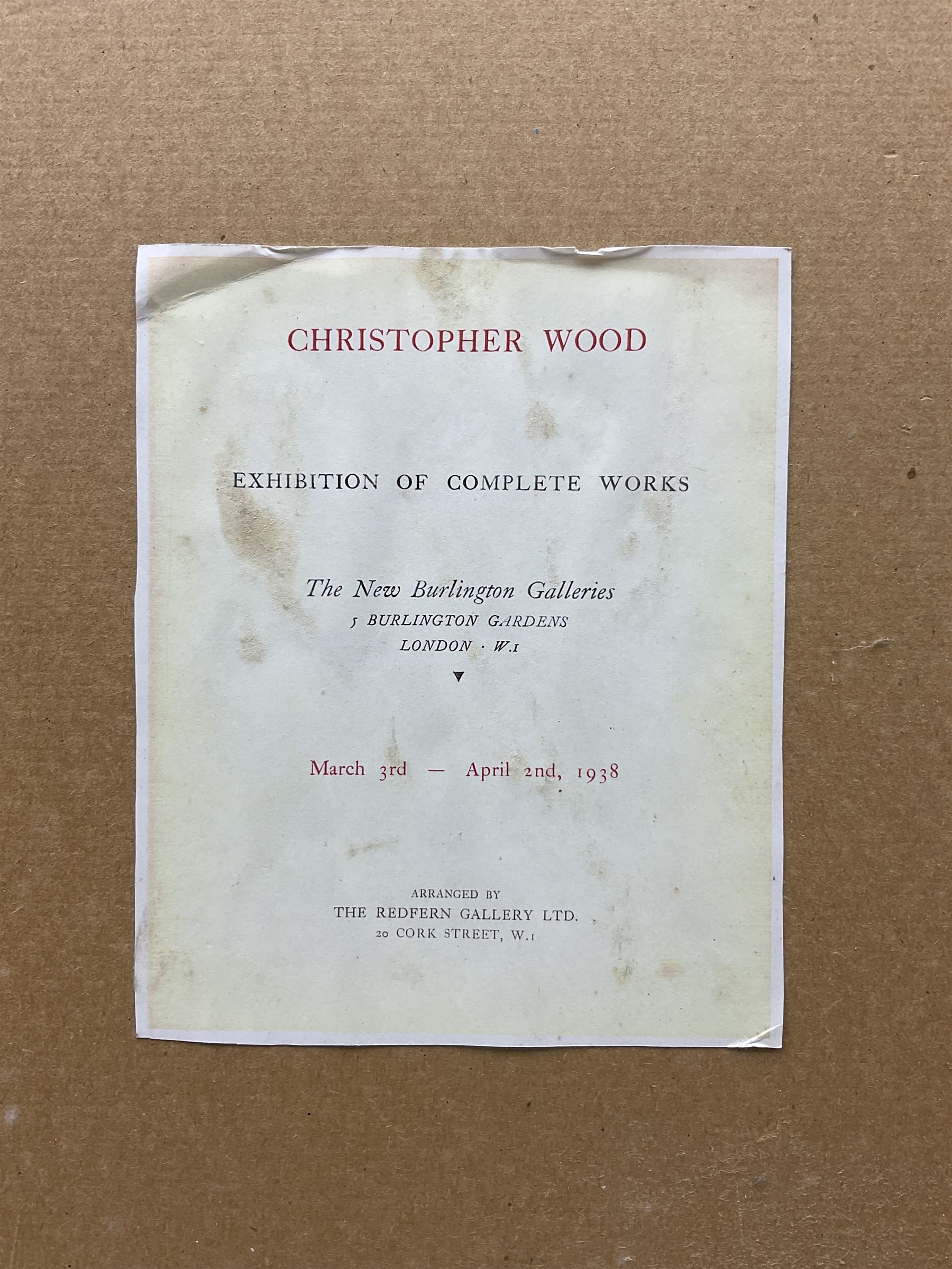 John Christopher 'Kit' Wood (British 1901-1930): Female Nude, charcoal on buff paper unsigned 30cm x 19cm 
Provenance: private collection; exh. 'Christopher Wood - Exhibition of Complete Works', New Burlington Galleries, London, March - April 1938, facsimile labels verso