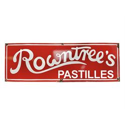 Rowntree's enamel advertising sign, 'Rowntree's Pastilles' white writing on a red ground, H30cm, L92cm