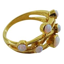 Silver-gilt multi stone set opal ring, stamped Sil