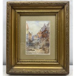 English School (Early 20th century): Tate Hill Steps, Whitby, watercolour indistinctly signed 17cm x 12cm