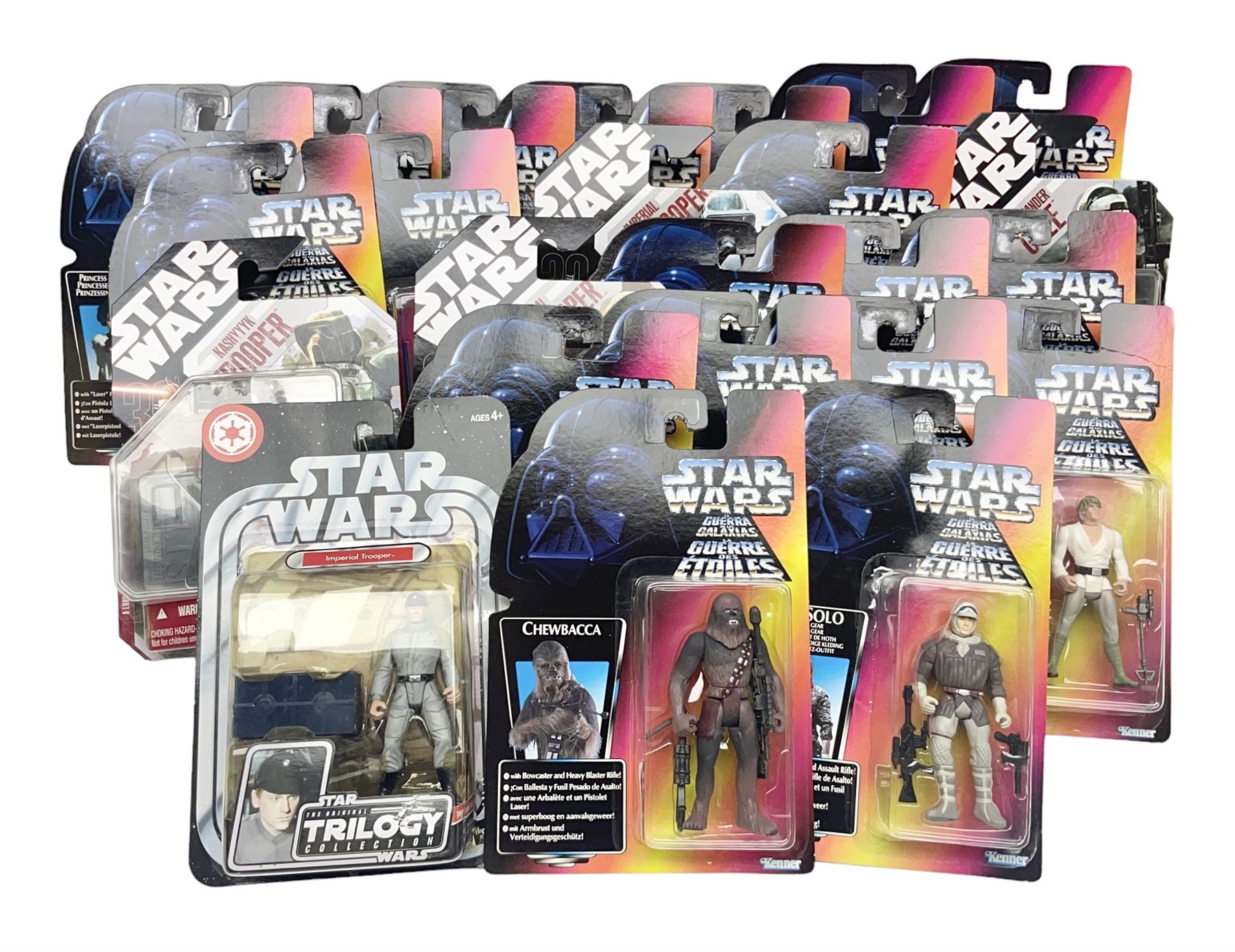 Star Wars - twenty-four carded figures including nineteen La Guerra De Las Galaxias La Guerre Des Etoiles; and five others; all in unopened blister packs (24)