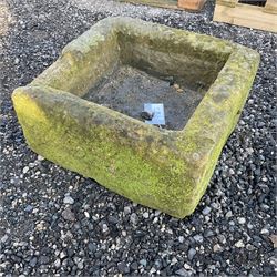 Small square shaped carved stone trough  - THIS LOT IS TO BE COLLECTED BY APPOINTMENT FROM DUGGLEBY STORAGE, GREAT HILL, EASTFIELD, SCARBOROUGH, YO11 3TX