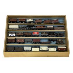 'N' gauge - thirty-eight goods wagons by Graham Farish, Peco etc including cattle and tank wagons, open and container wagons, refrigerated wagons, brake vans etc; all unboxed (38)