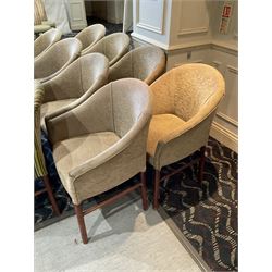 Eleven tub chairs, various fabrics- LOT SUBJECT TO VAT ON THE HAMMER PRICE - To be collected by appointment from The Ambassador Hotel, 36-38 Esplanade, Scarborough YO11 2AY. ALL GOODS MUST BE REMOVED BY WEDNESDAY 15TH JUNE.