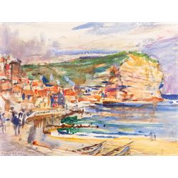 Rowland Henry Hill (Staithes Group 1873-1952): A Colourful Day - Staithes, watercolour sig...