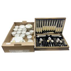Roslyn China tea service for twelve, together with a canteen of Sheffield silver plated cutlery