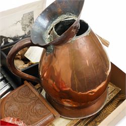 Four Lakeland Rural Industries Borrowdale platters, Noahs Ark animals carved from New Zealand woods, copper jugs etc