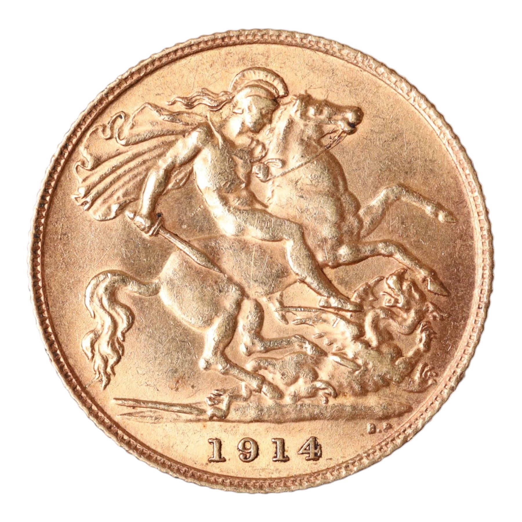 King George V 1914 gold half sovereign coin