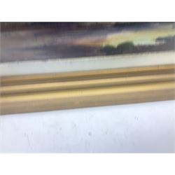 A R Skelton (British 19th/20th century): Low Tide at Sunset, oil on board signed 24cm x 28cm