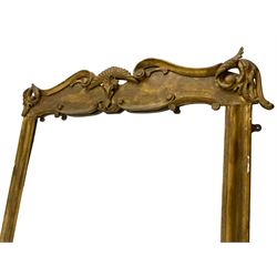 Victorian carved giltwood overmantel mirror, the pediment decorated with carved scrolling foliage mounts, moulded upright frame enclosing plain mirror plate