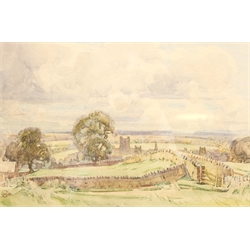 Cuthbert Crossley (British 1883 - ?): 'Richmond Yorkshire', watercolour signed with monogram 25cm x 38cm