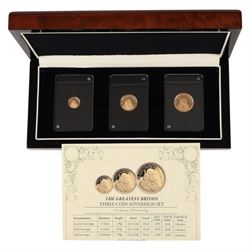 Queen Elizabeth II Gibraltar 2020 'The Greatest Briton' three coin sovereign set, full to ...
