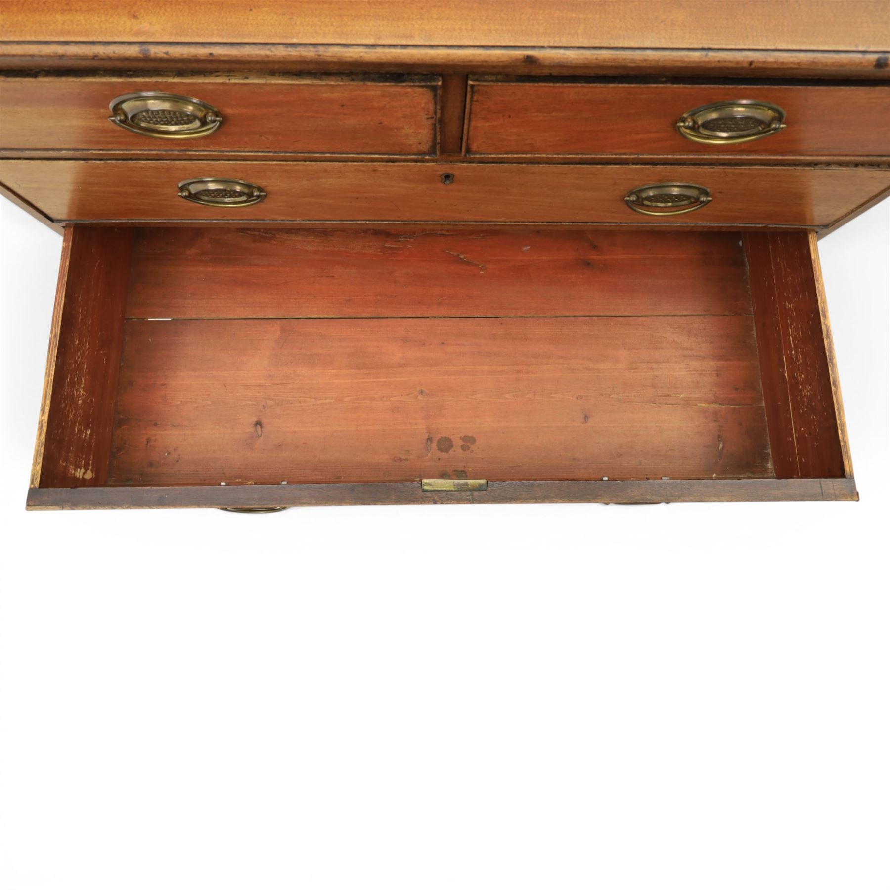 Georgian design mahogany chest, rectangular moulded edge, two short over three long drawers, raised on bracket feet
