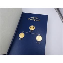 Franklin Mint, The Kings and Queens Collection, forty-three 24ct gold plated silver medallions, each engraved RSBS First Edition Silver Jubilee 1977 and hallmarked Franklin Mint, London 1978, contained within blue presentation folder