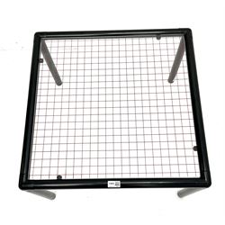 Habitat - tubular steel coffee table, inset glass top with red line grid