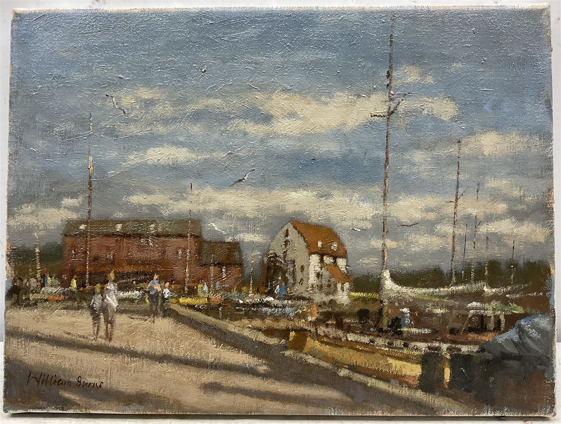 William Burns (British 1923-2010): 'Woodbridge Suffolk - The Quay', oil on canvas signed, titled verso 30cm x 41cm (unframed) 
Provenance: direct from the artist's family
