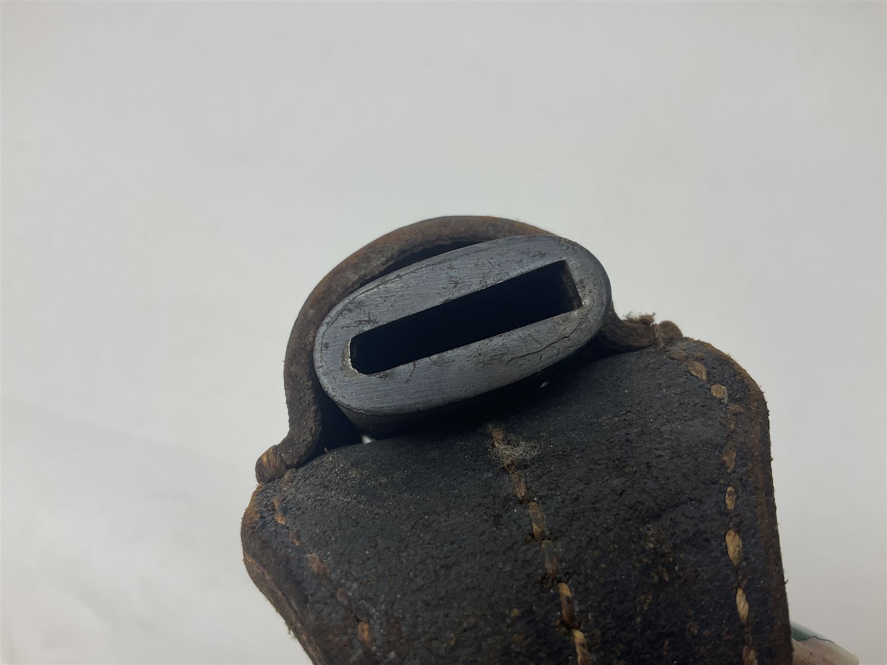 WW2 Italian Model 1891 bayonet with 30cm fullered blade; cross-piece marked PS 1941; in associated leather covered scabbard with frog L45cm overall