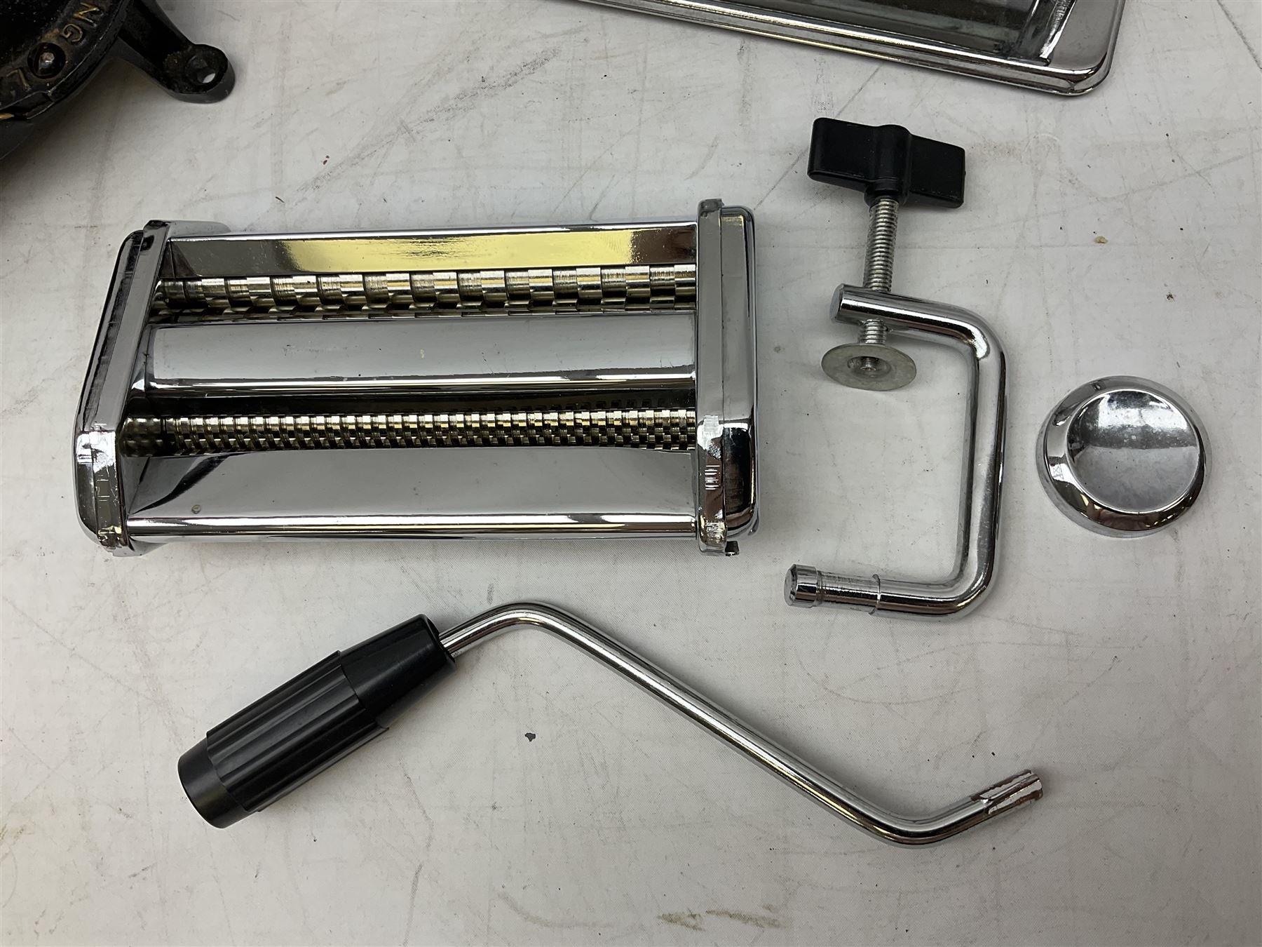 Spong & Co. no.3 table mounted coffee grinder and Ethos fetty pasta machine