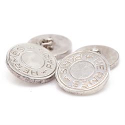 Hermès Ex-Libris Clou de Selle pair of silver cufflinks, London 2004, boxed