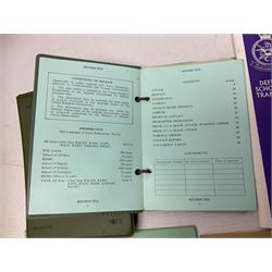 Collection of nineteen British Army booklets 1940s - 1970s including Small Arms Training 1944, various Infantry Training, Cadet Training Manual 1978, Signal Training, Commander's Aide Memoires etc; 1950s blue beret with Yorks Brigade badge; part travelling toilet set in cloth roll; all contained in pine box with webbing straps