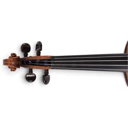 20th century French violin, with two piece back, ebonised fretboard and tuners, L60cm, with fitted hard case