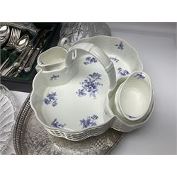 Canteen of cutlery together with Coalport basket, glass decanters and other collectables 