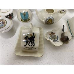 Collection of crested ware ceramics and similar, including items by W.H.Goss, Arcadian, Willow Art, etc 