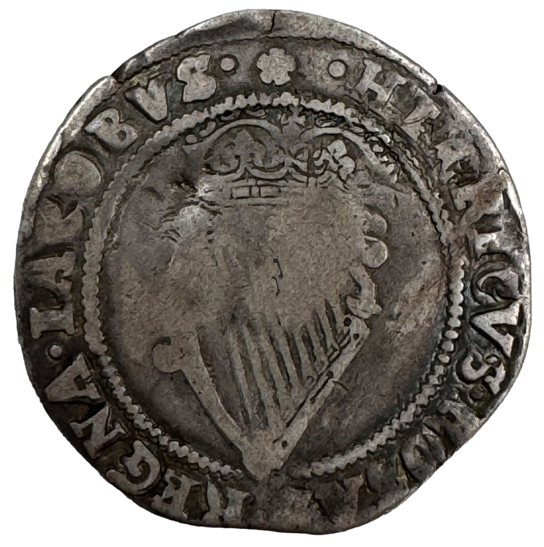 James I Irish 17th century silver one shilling coin