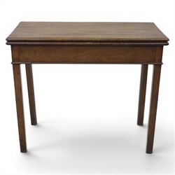 Georgian mahogany side table, extendending top with fold-over action, square leg