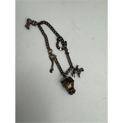 Coral bead necklace and two pairs of carved coral earrings, together with a 9ct gold ladies wristwatch with 9ct gold strap, silver bracelet and a silver pencil