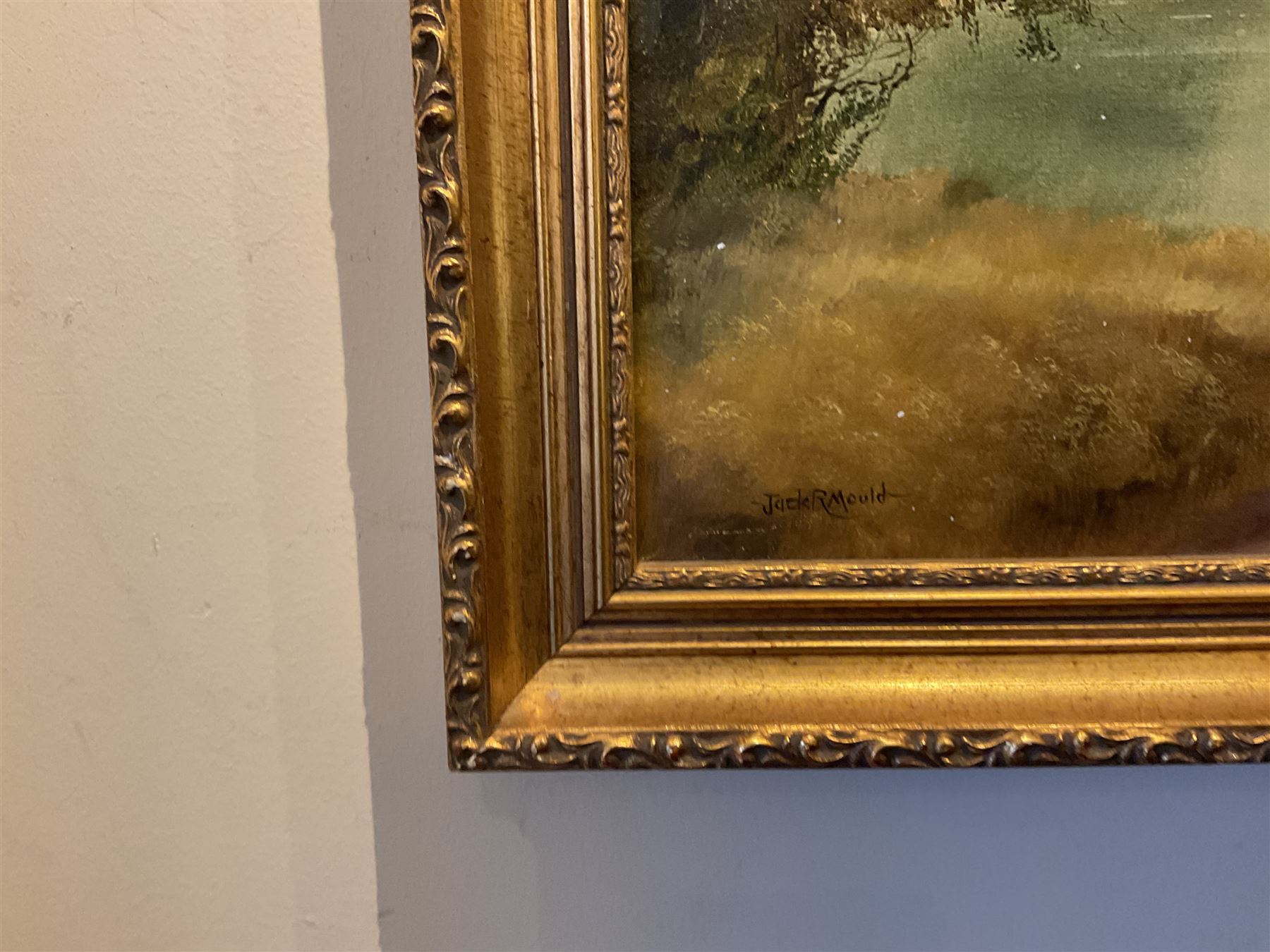 Jack R Mould (British 1925-1998): River Landscape with Cattle Watering, oil on canvas signed 45cm x 60cm