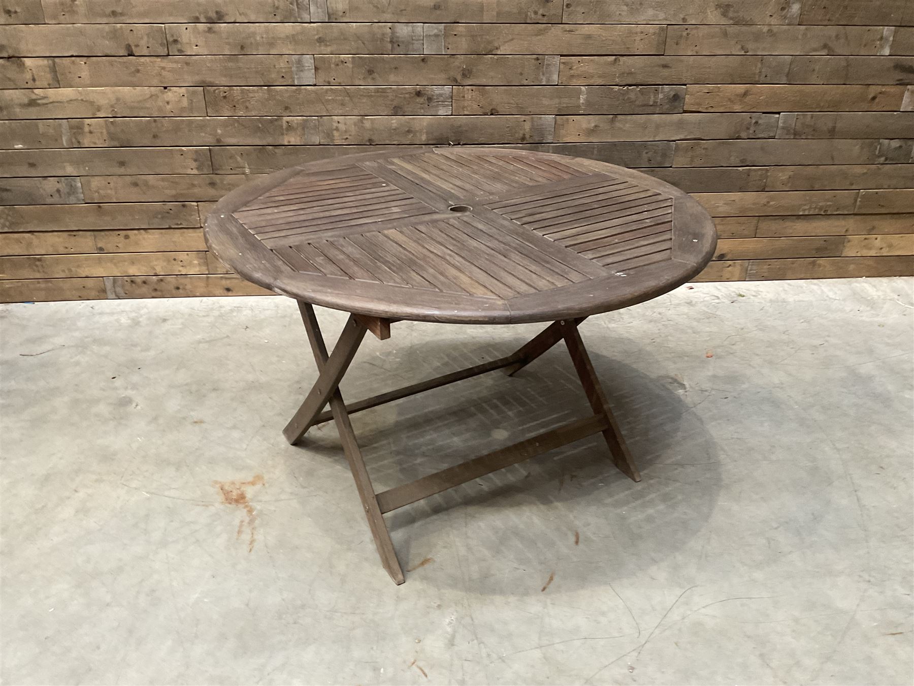 Garden teak table with set four high back reclining chairs