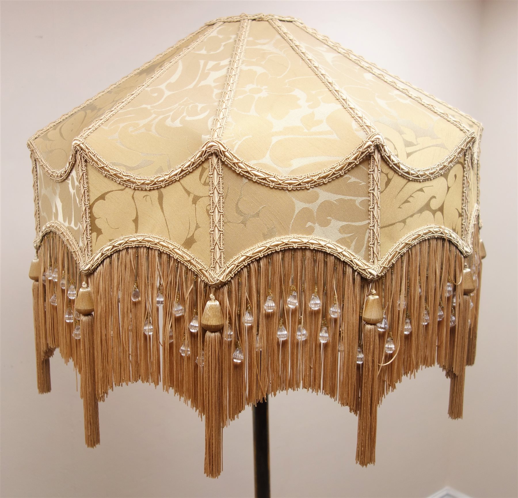 Arts & Crafts standard lamp base in brass by WAS Benson with "Downton