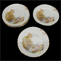 Shelley Heather pattern coffee service for six, including coffee pot, milk jug, two open sucrier, coffee cups and saucers, tea cups and saucers, etc