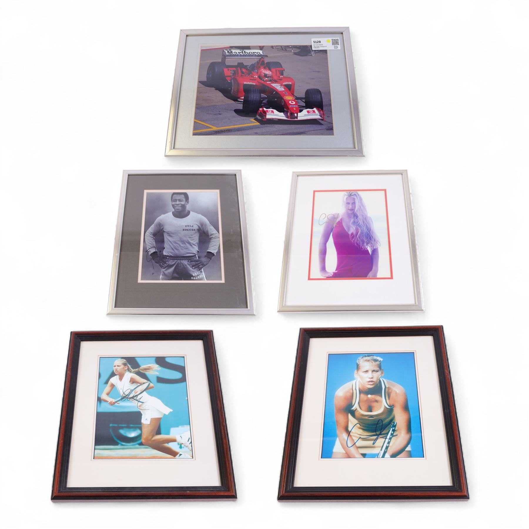 Collection of sporting related prints, some signed, some with printed signatures, including Pele and Michael Schumacher
