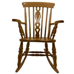 Solid beech farmhouse rocking chair, Windsor back