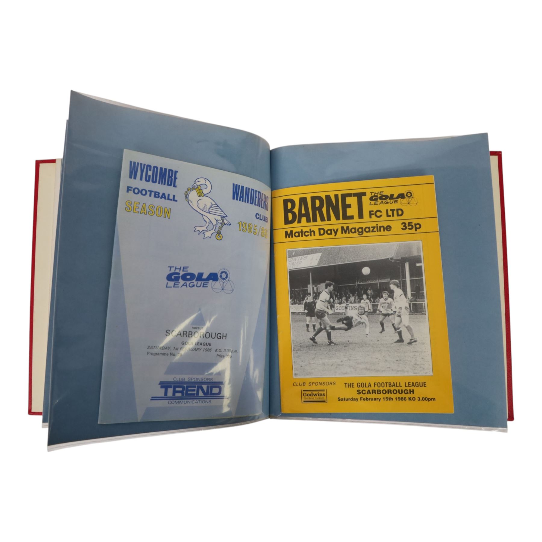 Comprehensive collection of approximately two-hundred Scarborough FC football programmes for the 1983/84, 1984/85,1985/86 and 1986/87 seasons, all filed within eight dedicated Scarborough FC red Home and Away binders 