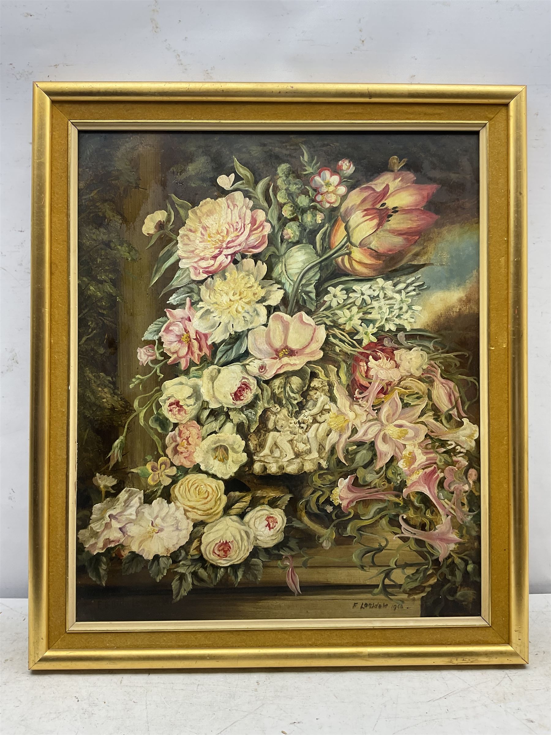 Frank Lonsdale (Scarborough 20th century): Floral Still Life, oil on board signed and dated 1968, 59cm x 49cm