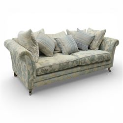 Alstons - 'Lowry' three seater settee, loose cushioned back and seat with additional cushi...