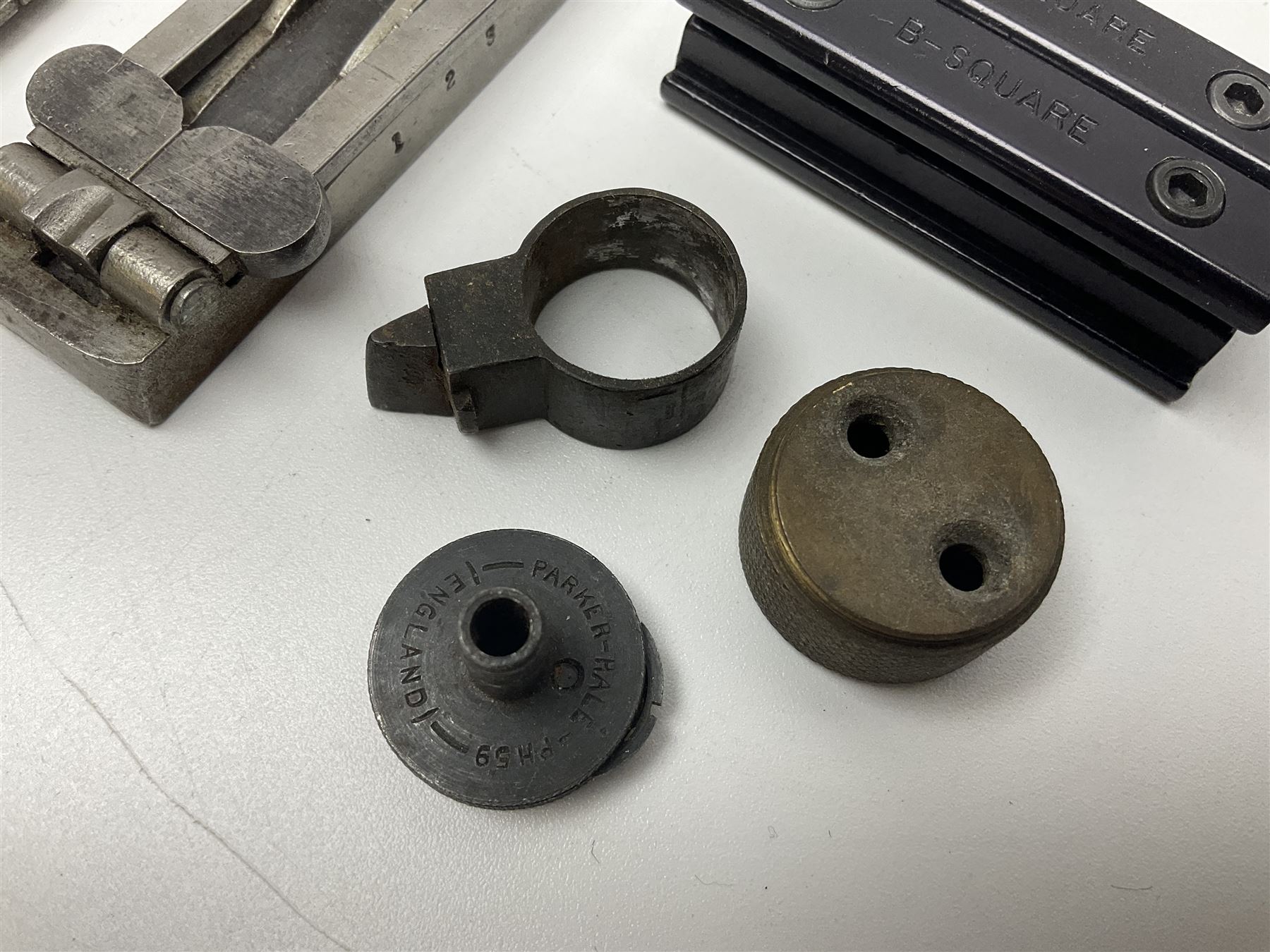 Collection of rear sights and mounts etc including Fraser Edinburgh patent pending no.28330, Martini Henry, part Mauser, .303 No.4 etc