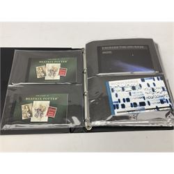 Seventy-five Royal Mail book of stamps, including 'The Story of Beatrix Potter', 'Microcosmos', 'Across The Universe', 'A Perfect Coronation', 'The Bronte Sisters', 'Battle of Trafalgar Death of Nelson' etc, housed in a ring binder album