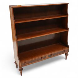 Mahogany waterfall bookcase, fitted with