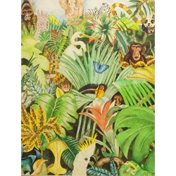  Jungle Scene, 20th century watercolour unsigned 45cm x 53cm  