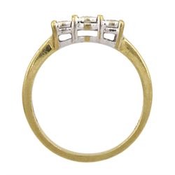 9ct gold three stone diamond ring, hallmarked, total diamond weight 0.15 carat