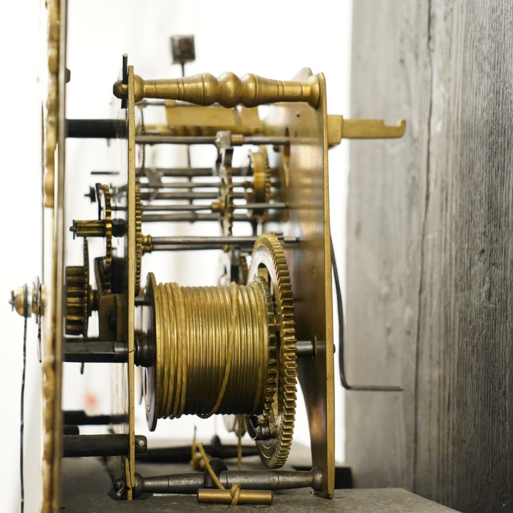 18th century oak longcase clock, brass and silvered dial by John Watson Kirby
