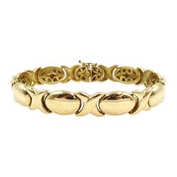 14ct gold oval and cross link bracelet, stamped 585, approx 35.34gm
