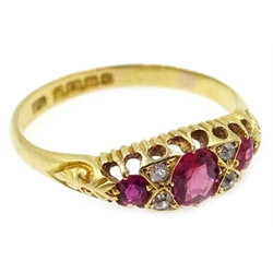  Edwardian 18ct gold ruby and diamond ring, Birmingham 1902   