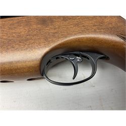 Air Arms Model S410F Classic .177 multi-shot compressed air rifle with bolt action, underside pressure gauge, chequered pistol grip, moderator and Hawke Sport HD 3-9x50 scope L112cm; in Anglo Arms camouflage sleeve with spares, tool kit, magazine and instruction manual