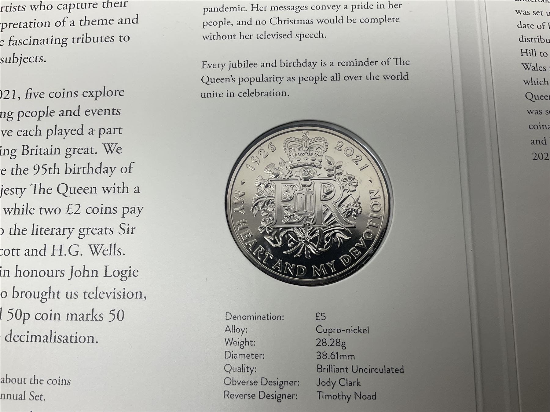 The Royal Mint United Kingdom 2021 brilliant uncirculated annual coin set, in card folder